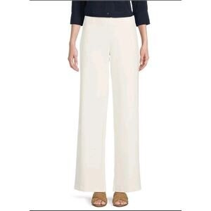 J. McLaughlin Women's The Carter Wide Leg Stretch Lined Cream Side Zip Pant Sz 4